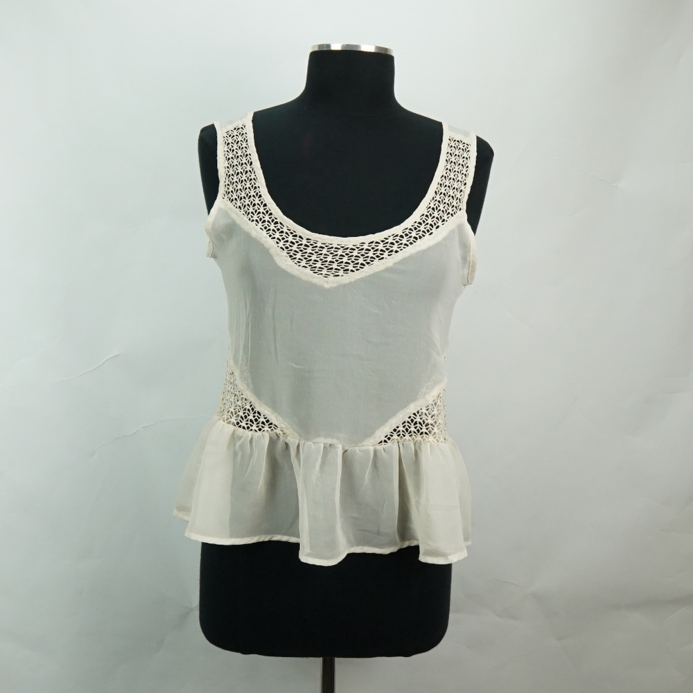 Love Riche Sheer Tank with Cutouts S